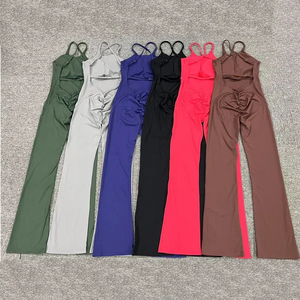 Pad Bunny Cross Backless Bodycon Yoga Set Jumpsuit Women One Piece Fitness Legging Gym Sport Active Wear Outfit Suits XP186