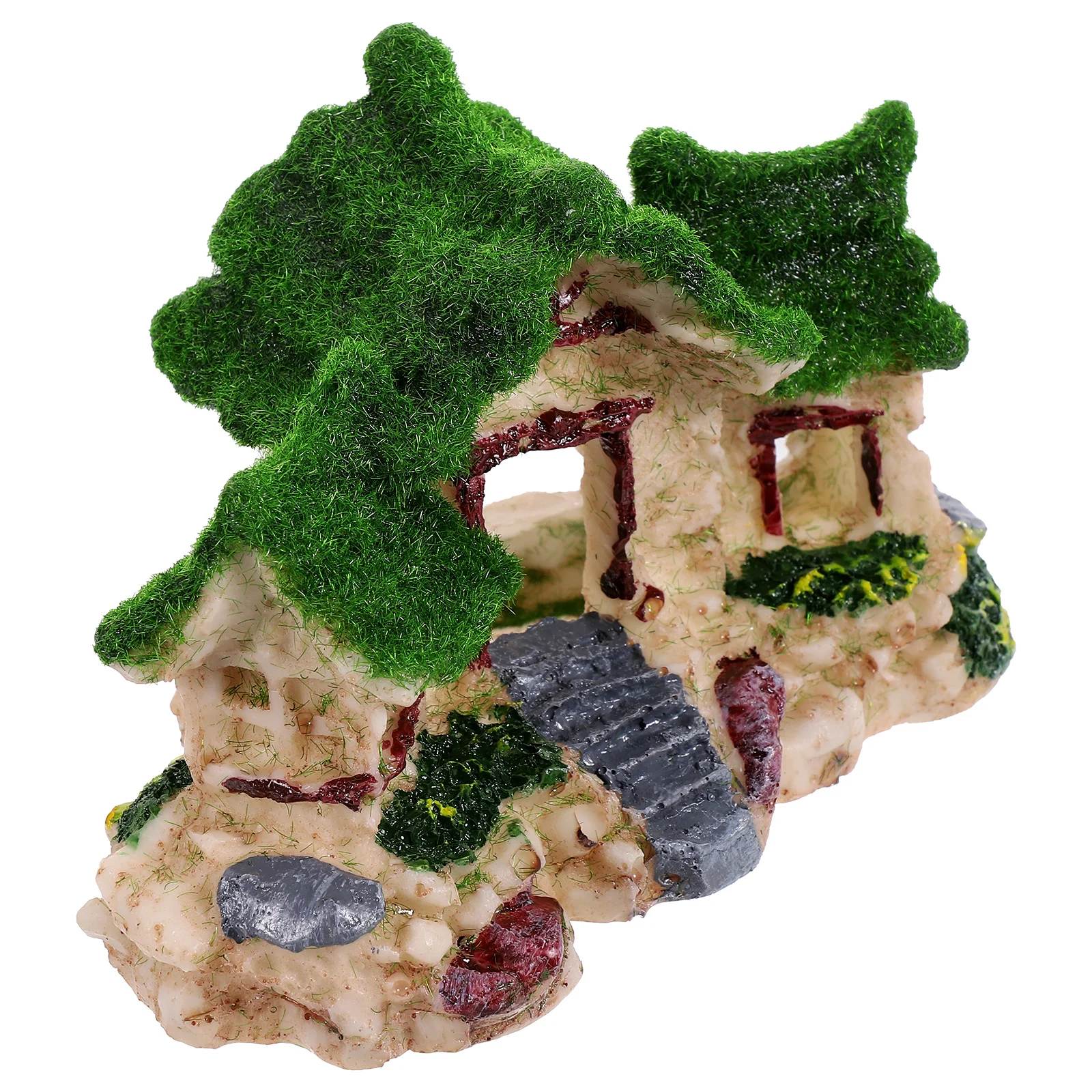 

Flocking Cottage Resin Fish Tank Decoration Hollow House Aquarium nament Hiding Cave Shelter Vivid Detail Safe Use