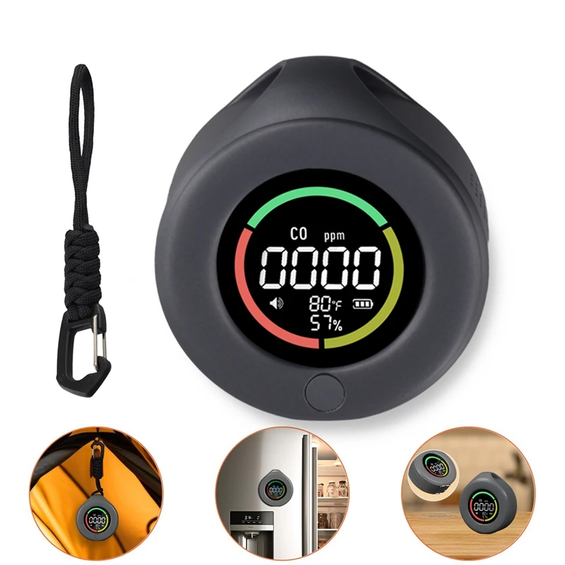 3-In-1 CO Carbon Monoxide Monitor CO Temperature And Humidity Detector CO Air Quality Monitor HD LED Screen