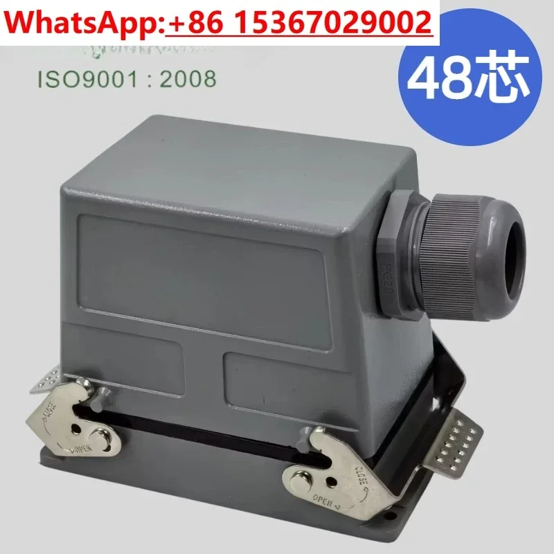 Heavy duty connector HDC-HE-048-1 rectangular industrial aviation plug 48 pins H48B hot runner plug 16A