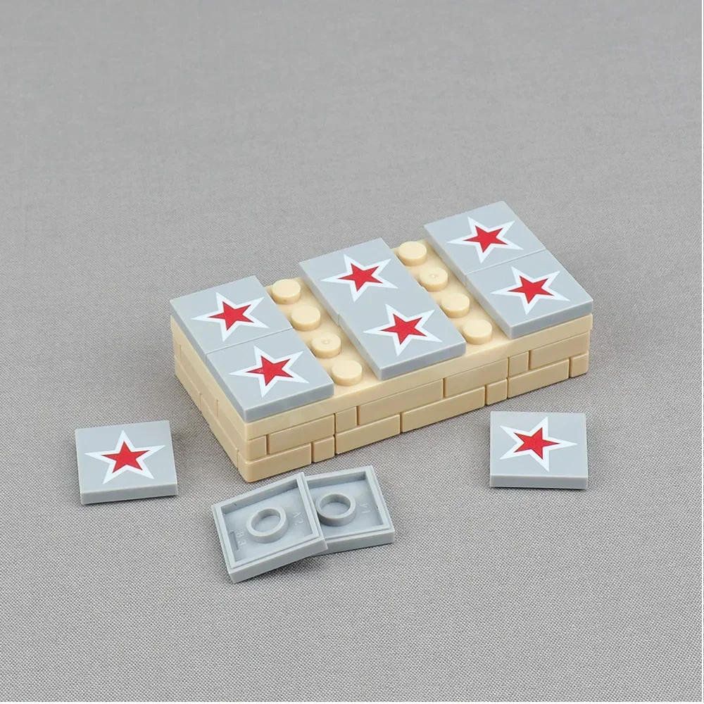 MOC 10PCS Bricks Part 3068 2x2 Prited Floor Tiles Pattern Building Blocks Set Five-Pointed Star Board Particle Toy Children Gift