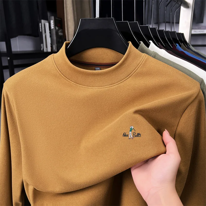 Hohe qualität samt warme langarm T-shirt männer herbst winter neue trend marke golf stickerei Koreanische jugend casual pullover