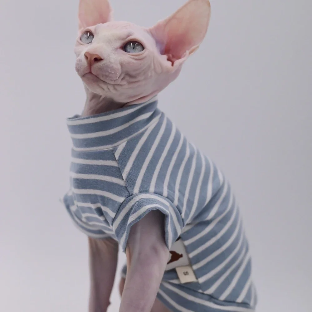 Sphynx Cat Clothes Cotton Kitty Clothes Bottoming Stretchy and Soft Hairless Cat Shirt Outfits Bald Cat Clothes for Cats