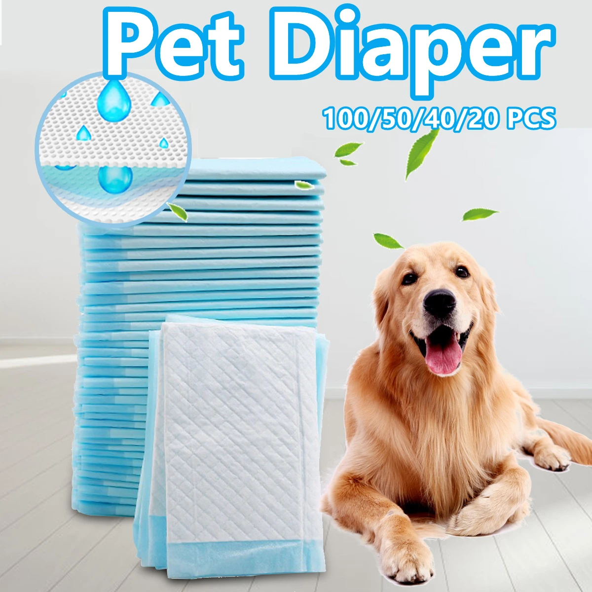 100/50/40/20 PCS Premium Dog Training Pee Pads Ultra Absorbent Diaper Cage Mat Unscented Disposable Underpads for Puppy Pet