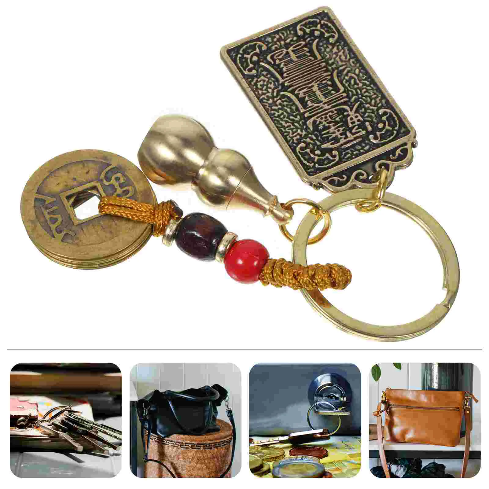 Chinese Amulet Cards Keychain Tai Sui Pendants Fengshui 2022 Metal Token Tags Decorations