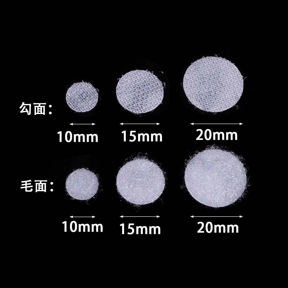 100-108pairs 10/15/20mm White Sticky Dots Self Adhesive Hook and Loop Fastener Tape Nylon Strong Glue Round Coin Tape Sticker