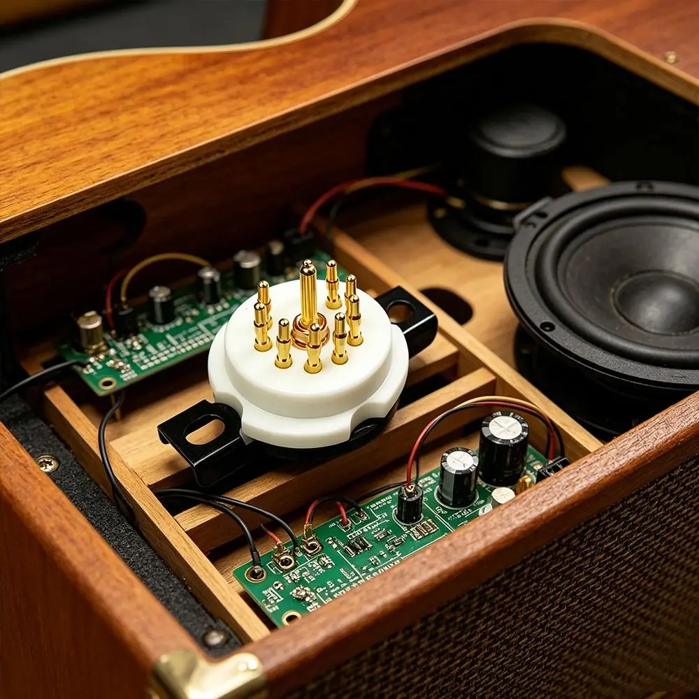1 Stück 95 Keramiksockel 9-Pin Röhrensockel aus Berylliumkupfer für Octal-Röhren, Hifi-Röhrenverstärker DIY, vergoldeter Chassis-Montage-Röhrensockel