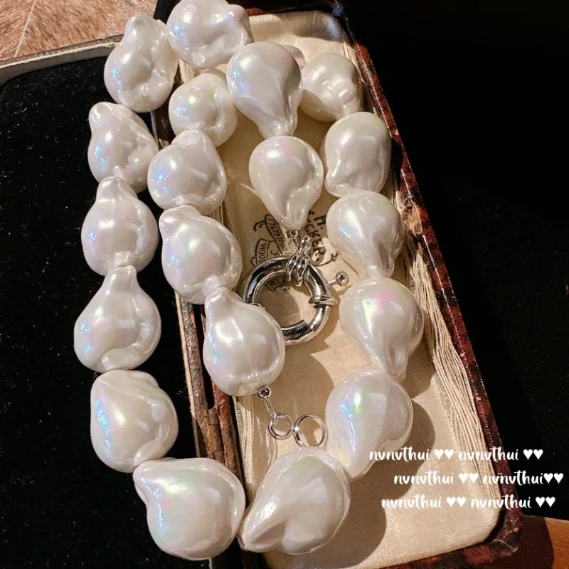 Ожерелье с жемчугом-рызкой-русалкой — жемчужное ожерелье в стиле таитянского барокко с глубоким морем, маленькая жемчужная цепочка в стиле лампочки для многослойного использования