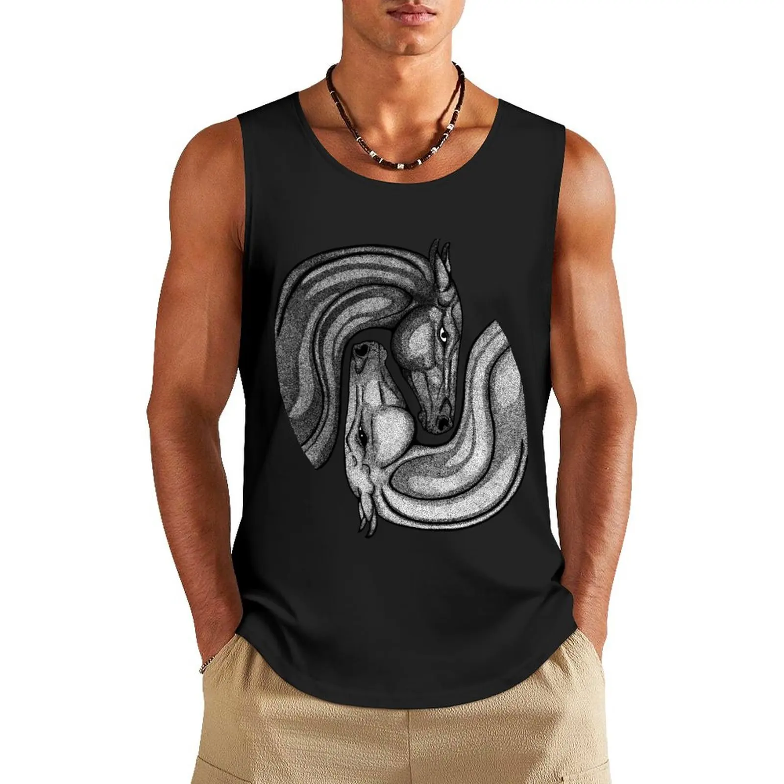 Ахал Teke Yin Yang майка без рукавов для спортзала Мужская футболка