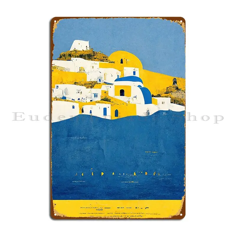 Greece Villas On The Hill Metal Sign Sign Wall Plaque Decoration Pub Designs Tin Sign Poster