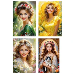 DIY Diamond Painting 2024 New Elegant and Beautiful Woman and Flower Embroidery Full Diamond Mosaic Portrait Cross Stitch