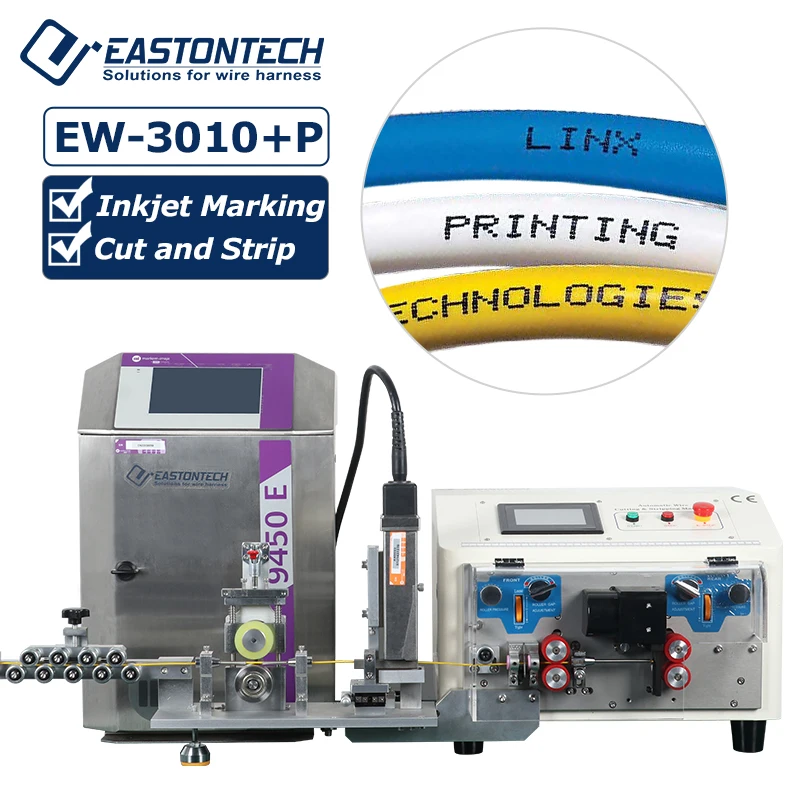 AUTOMATIC Copper Wire Cutting Stripping Machine with Printing Function Wire Marking Printing Machine Half/full Strip EW-3010+P