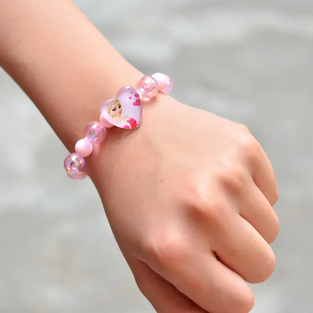 Disney-Bracelet perlé pour enfants, Elsa, Anna, La Reine des Neiges, Princesse Anime, Jolis bijoux, Rotterdam, Kling, Jeune femme, Cadeau d'anniversaire créatif pour enfants, Nouveau