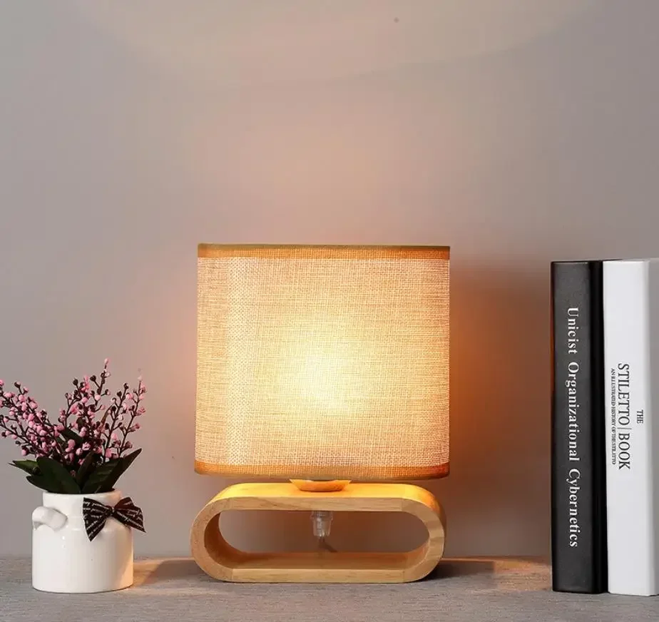 

Nordic Solid Wood Table Lamp Japanese Bedroom Bedside Lamp Modern Simple Solid Wood Lamp