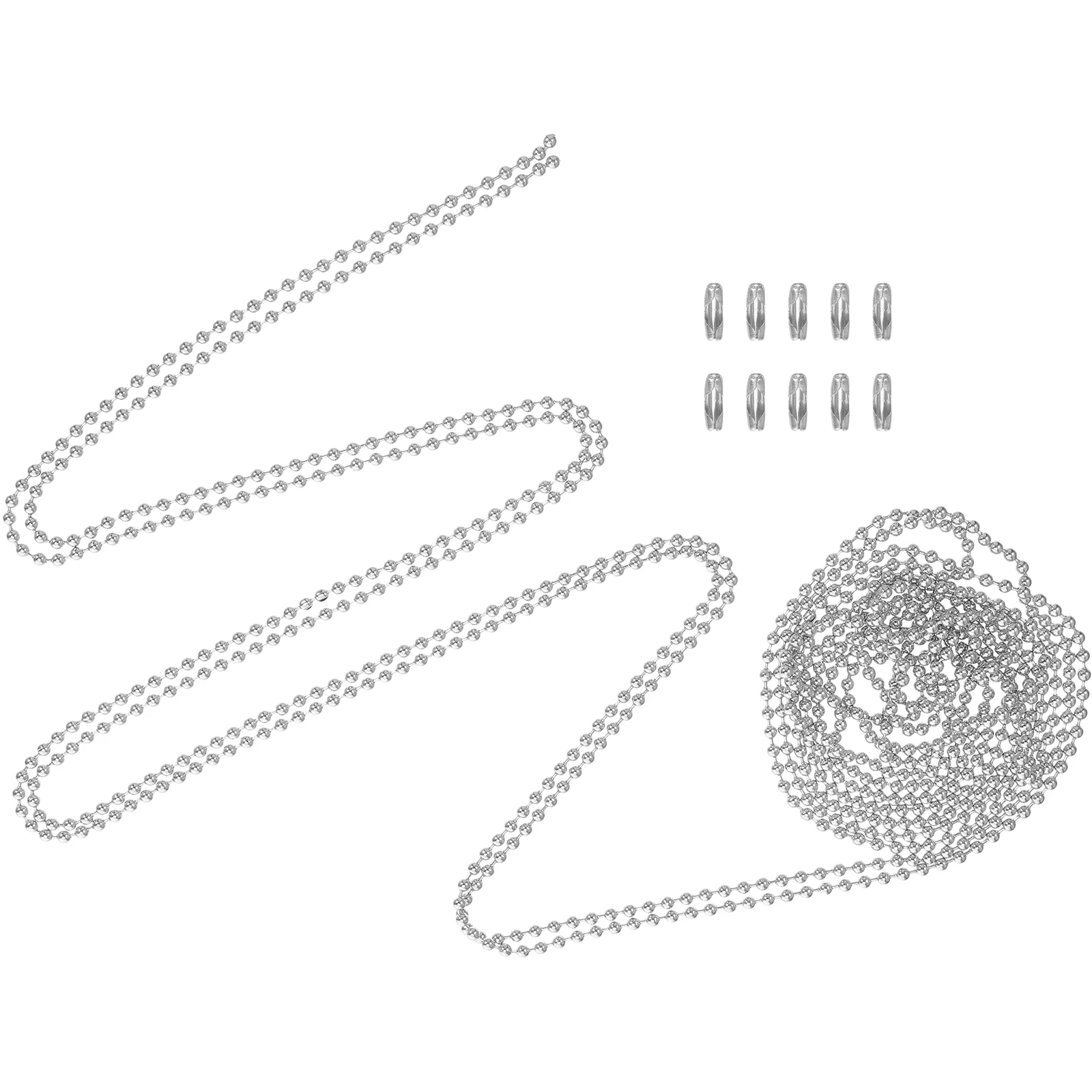 

3M Bead Link Head Ball Chain Stainless Steel Connector Adjustable Length Dog Tags Pendant Necklace Jewelry Making