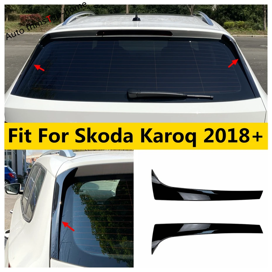 

For Skoda Karoq 2018 - 2022 Rear Window Side Spoiler Wing Gloss Black Decoration Trim Strips Parts Exterior Styling Accessories