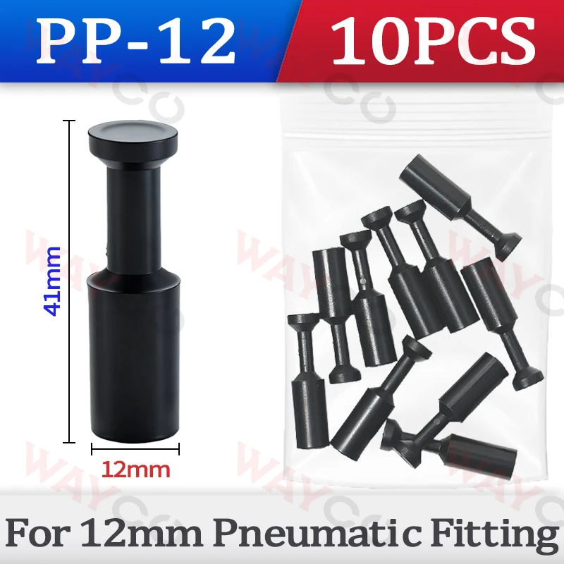 10 Stück pneumatische Steckverbinder, Schnellkupplung, Kunststoff-PPF-Rohrkappe, PP-Verschlussstopfen, 4 mm, 6 mm, 8 mm, 10 mm, Luftschlauch-Dichtungsverbinder