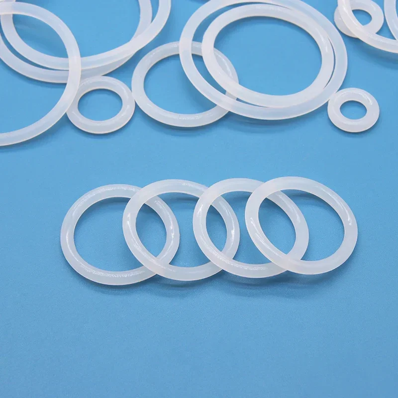 50pcs VMQ O Ring Thickness CS 2/3/3.5/4mm White Rubber Seal Rings OD 5-100mm Heat-Resistant Food Grade Silicone O-Ring