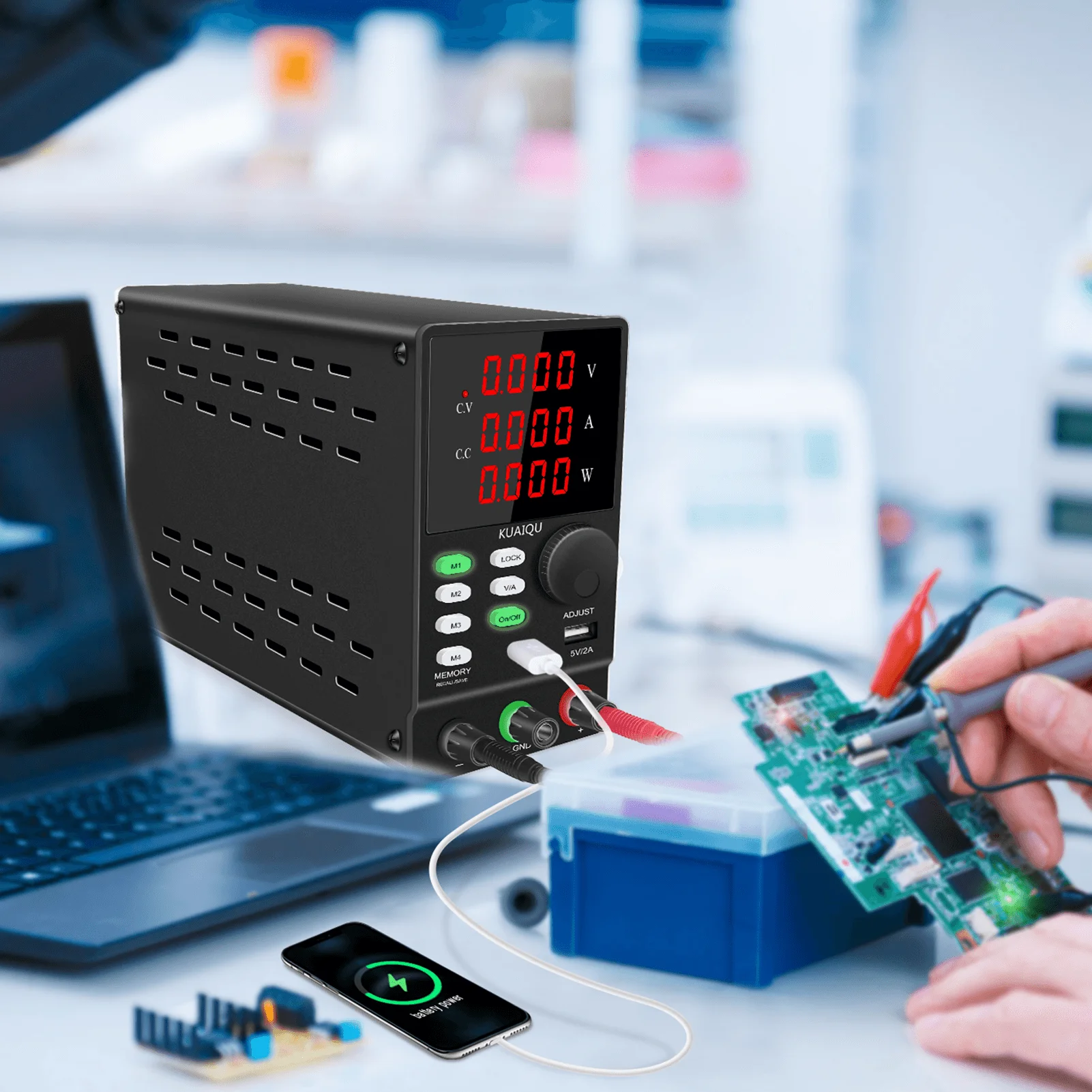 KUAIQU 30V 10A Labor-Gleichstromversorgung Einstellbar 60V 5A 300W 120V 3A 360W mit 4 Datenspeicher-Sets Netzteil für Labor und DIY – Detail 8