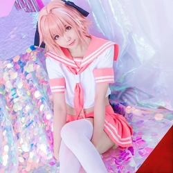 Fate Apocrypha Rider Astolfo Cosplay for Men JK School Uniform Sailor Suit Women Outfit Anime Halloween Costume