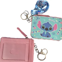 Disney Mickey Stitch Retractable Hanging Neck Card Holder Cartoon Leather Stitch ID Card Holder Bus Card Holder Gift