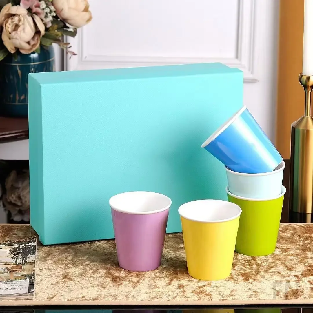 klassische blaue Bone China Keramik becher Tasse zu  Geschenk box Hochzeits geschenk