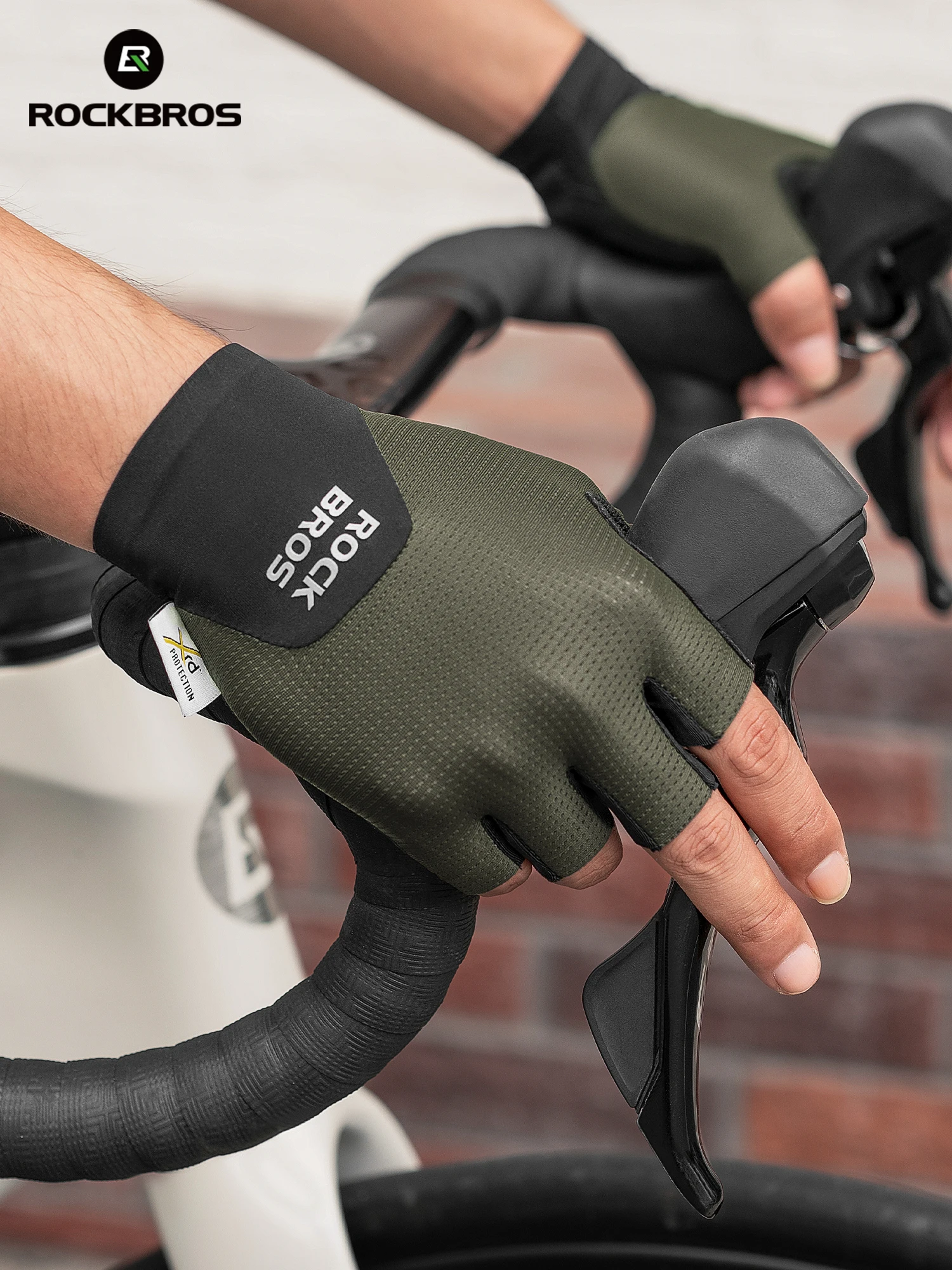 ROCKBROS Fahrradhandschuhe Stoßdämpfende Fahrradhandschuhe Halbfinger Nahtlose Atmungsaktive Fahrradhandschuhe mit XRD-Handflächenpolster