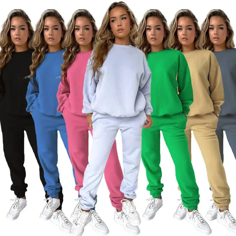 

Women Autumn Winter Tracksuits Casual Round Neck Sweatpants Two Pieces Long Sleeve Sweatshirt Sport Jogger Pencil Pants Outfits