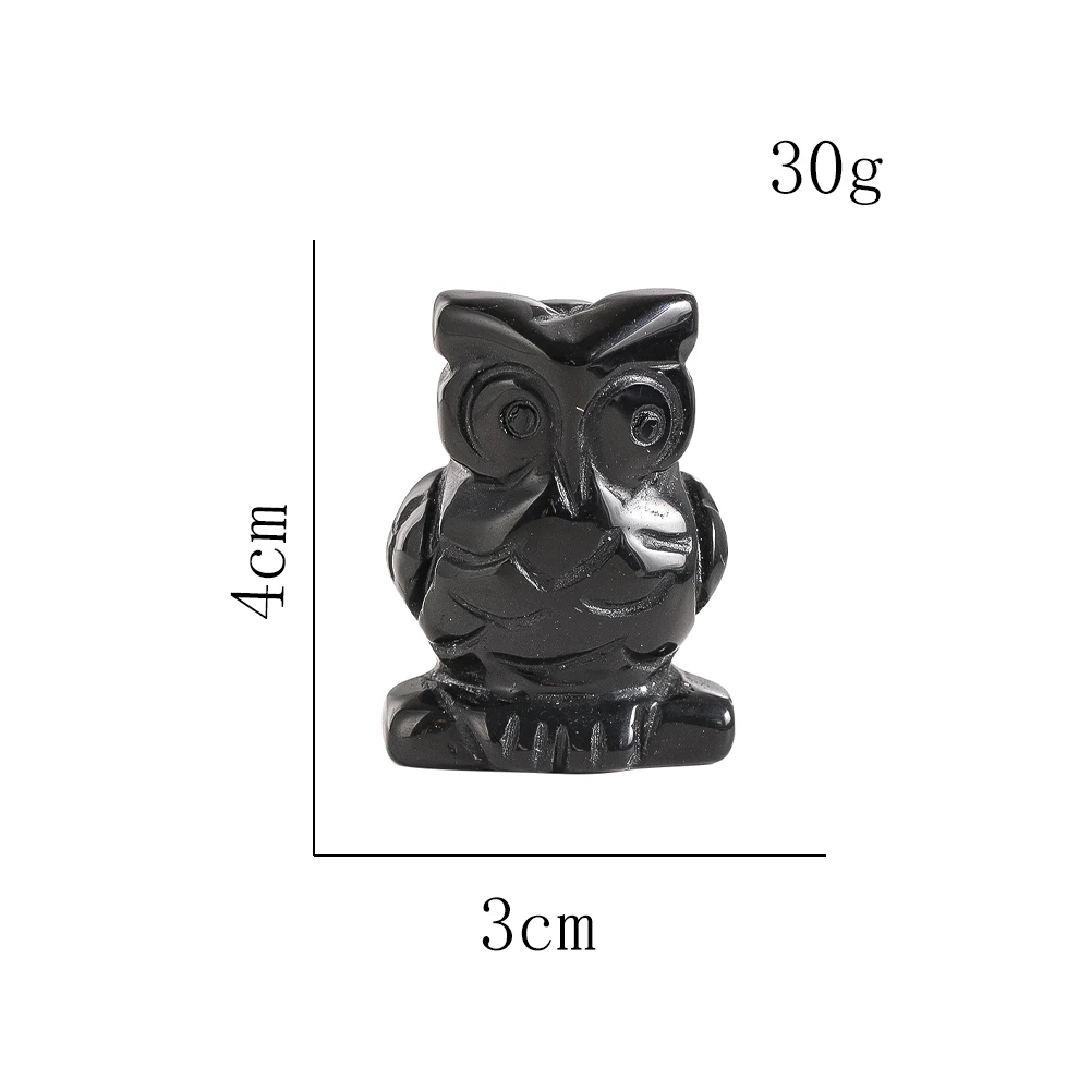 

D9 Natural Black Obsidian Owl Figurines Crystal Stone Carved Animal Statue Reiki Healing Home Decor Owl Room Paperweight Gifts