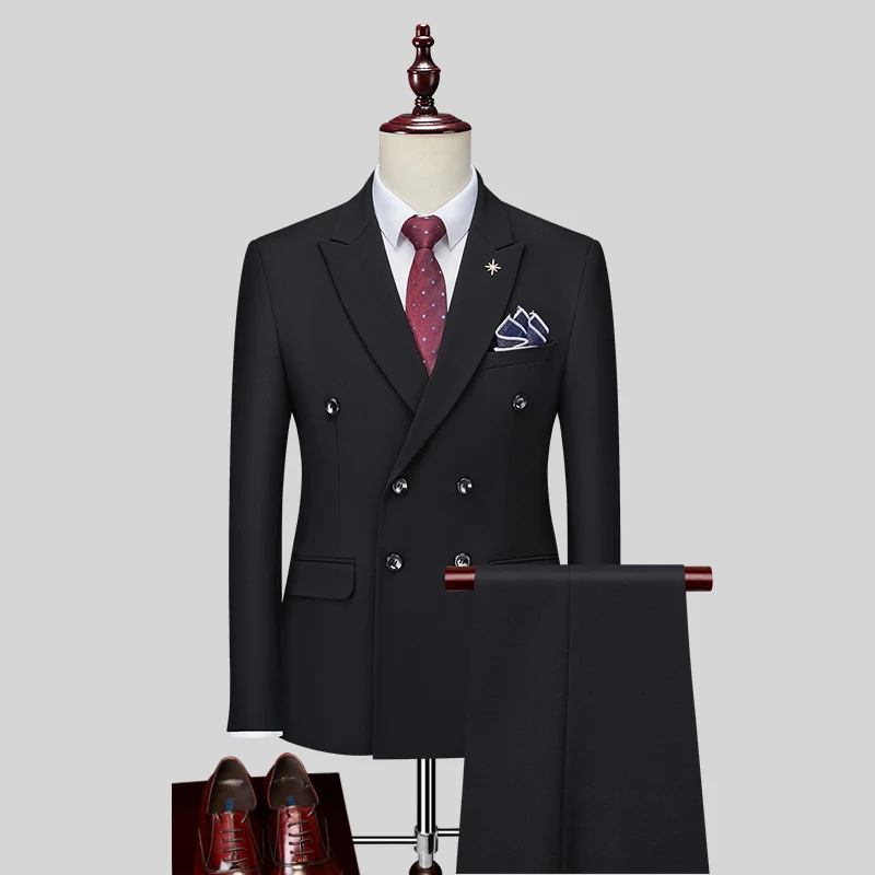 

2025 High-quality Business Career Is Decorated Body Best Man Groom Wedding Dress Three-piece Set Men (suit + Vest + Trousers)