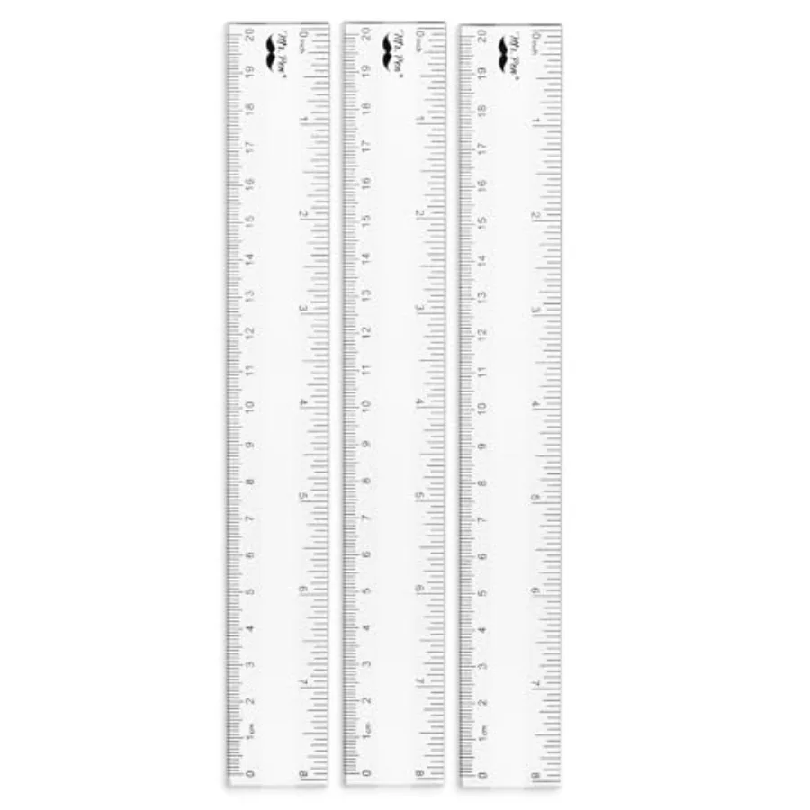 

Plastic Ruler, 8 Inch, 3 Pack for Crafting, Office School: Clear, Scratch-Resistant, Durable, Easy-to-Read Markings