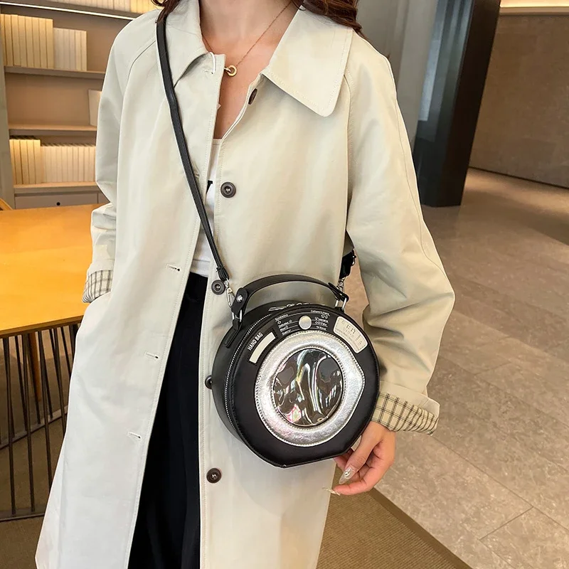 Сумка через плечо для молодых девушек, креативная круглая сумка, дизайнерская круглая сумка на плечо для женщин, новинка 2025 года, маленькая черная сумка