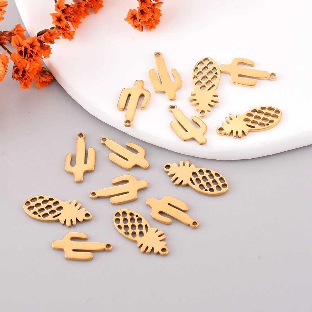 20 Stück/Set Edelstahl-Kaktus-Ananas-Anhänger für Halsketten, Armbänder, Schmuckherstellung, DIY-Handarbeiten-Zubehör – Detail 8