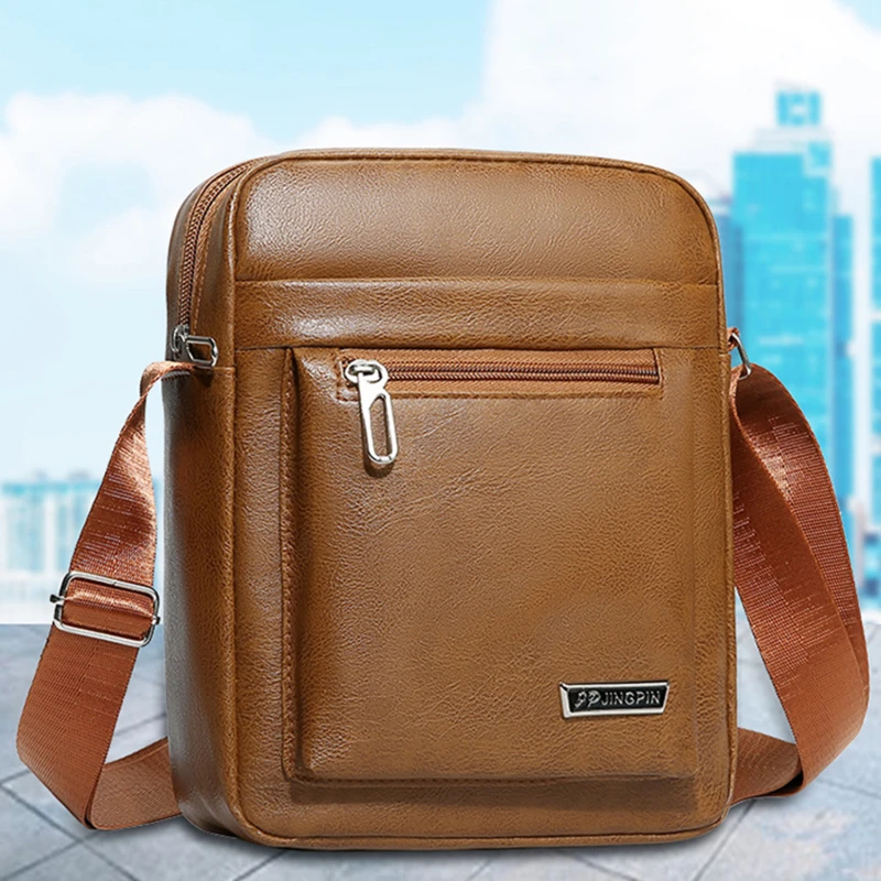 Luxury Brand Vintage Men Bag Fashion PU Leather Shoulder Bag Business Messenger Crossbody Bag Large Capacity Male Casual Handbag