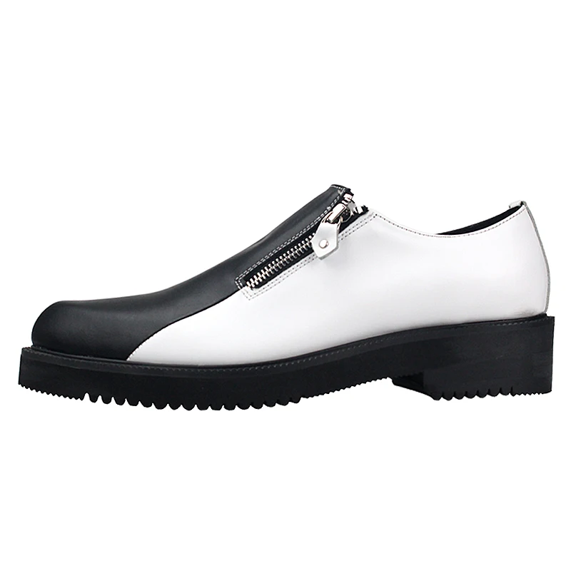 

New Fashion Casual Shoes Men Loafers Thick Sole Zip Cowhide Street Male Shoes Youth Designer Genuine Leather Oxfords