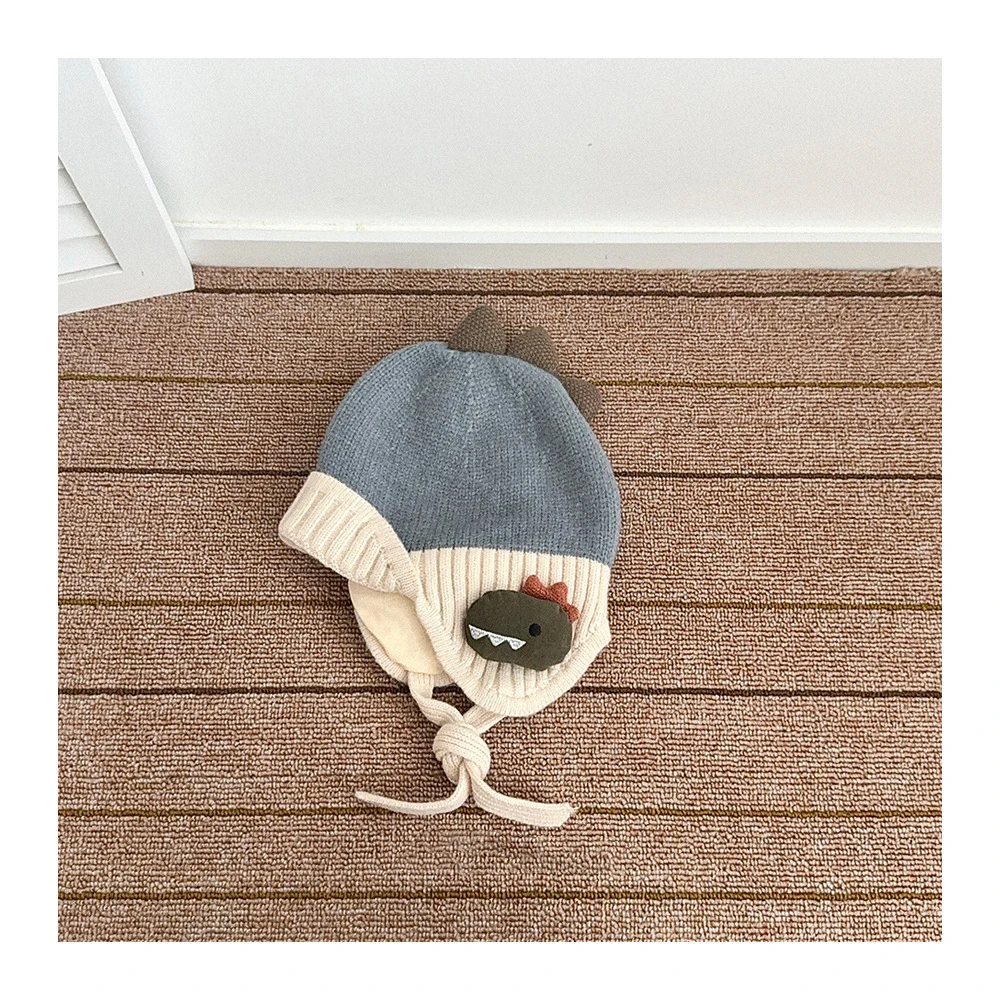 MILANCEL جديد الشتاء الاطفال حماية الأذن قبعة 2-6T الكرتون ديناصور الفتيان متماسكة قبعة دافئة في الهواء الطلق الأطفال الدانتيل يصل غطاء محرك السيارة