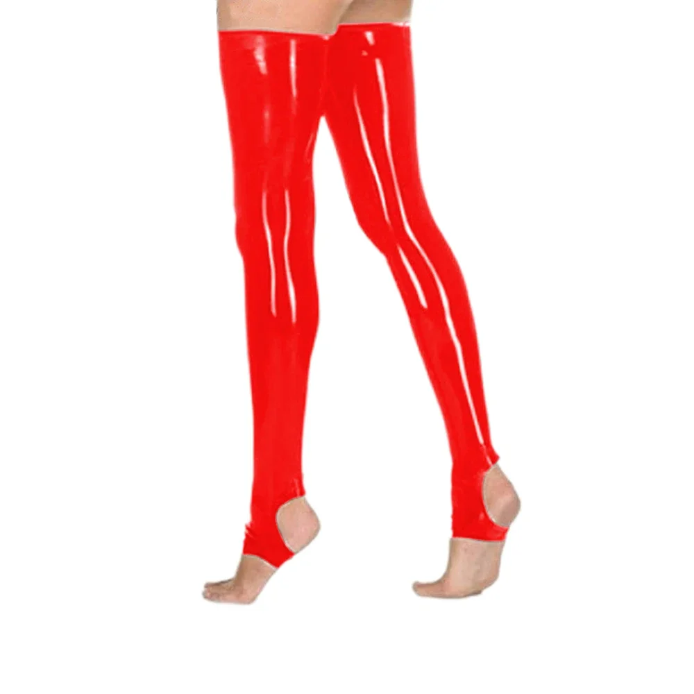

Customized Latex Stockings Women's Red Latex Thigh-High Stockings Rubber Over-the-Knee Socks Club wear Cosplay