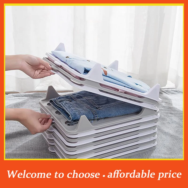 。For Home Wardrobe Short Sleeve Classification Stacking Board Layered Folding Clothes Storage Board Pants T-Shirt Organizer Rack