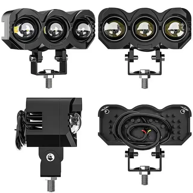 30W Led Headlight Three Lens High and Low Beam 9-80V LED Spot Motorcycle Led Driving Lights