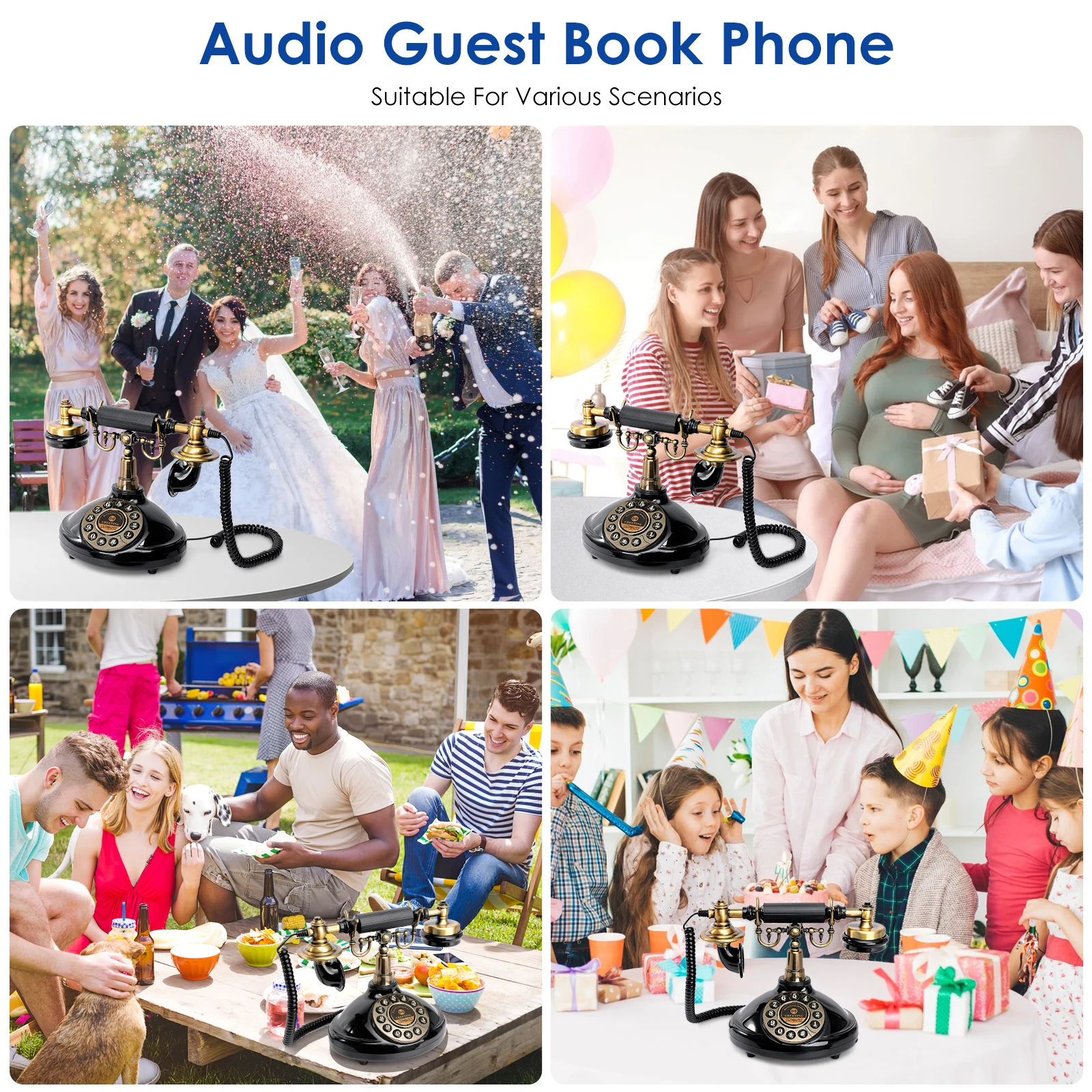 Classic European Decoration Audio Blessing Phonograph Decoration Recording Guest Phone Wedding Prayer Audio Message Book