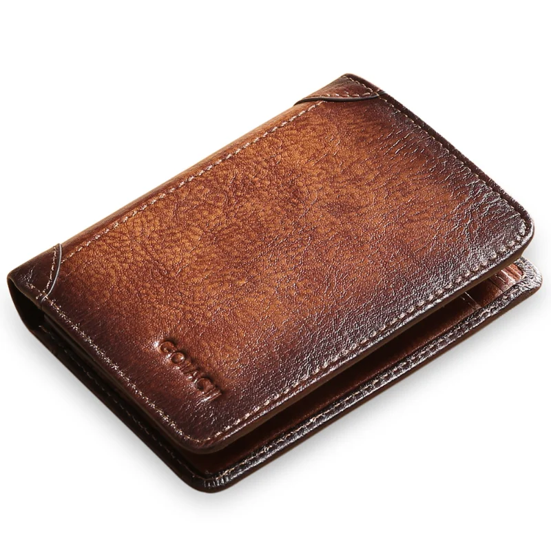 New Men's Wallet Leather Short Men's Wallet Multifunctional Driver's License One Piece Card Bag Polished Cowhide Wallet