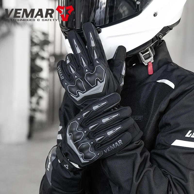 VEMAR High-quality Protective Motorcycle Gloves, Waterproof Winter Riding Gear with Anti-Slip Palm, Warm Riding Moto Gloves