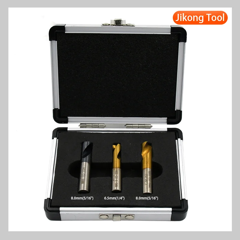

Automotive Spot Weld Cutter Kit 3Pcs HSS Cobalt Titanium Coated Drill Bit Set for Sheet Metal Repair