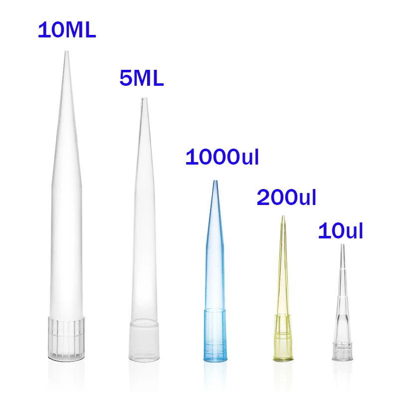 Puntali per Pipette da laboratorio 10ul 200ul 1000ul 5ML 10ML Micropipette puntali per Pipette in plastica usa e getta attrezzatura per esperimenti