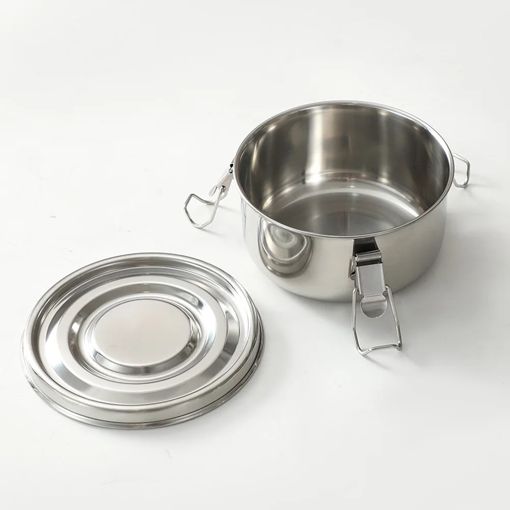 Thickened 304 Stainless Steel Food Container With Locking Lid For Steaming Rice, Preserving And Kitchen Storage