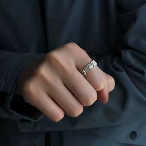 Buyee 925 Sterling Silver Fashion Ring Finger Cute Fish Scale Open Ring for Woman Fashion Unique Cute Fine Jewelry Circle