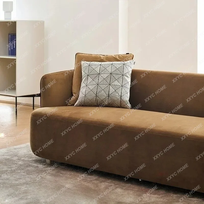 XX simple wabi sand double three-person flannel sofa