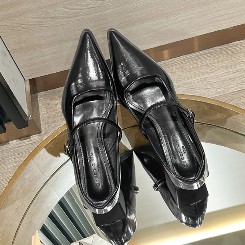 Sandal Hak Tinggi Ujung Lancip Wanita Seksi Sepatu Chunky Elegan Musim Panas 2025 Merek Fashion Baru Sepatu Pesta Slingback Wanita Zapatillas