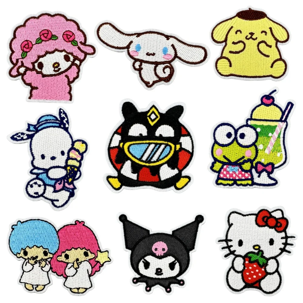 New Sanrio Cute Cloth Patch Classic Cartoon Puppy and Kitten Series Patch Patch Small Girl Bag Decoration Ironing Stickers