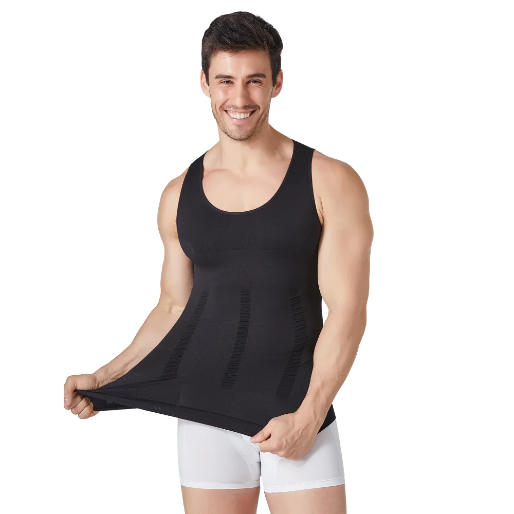 1/2 PCS Men‘s Seamless Shapewear Vest Abdomen Control Compression Top Breathable Cool Summer Undershirt for Daily Casual Fitness